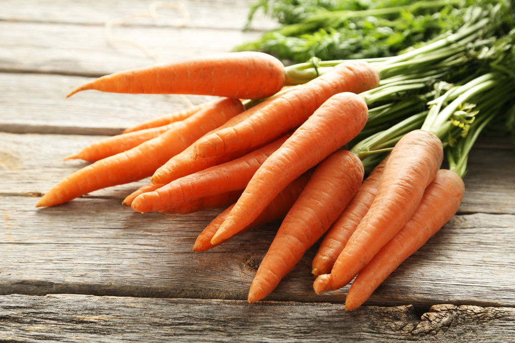 Root vegetables include carrots, radishes, and yams.